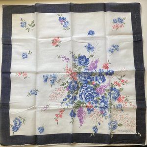 Vintage Yves Saint Laurent Scarf/Pocket Square (Blue)